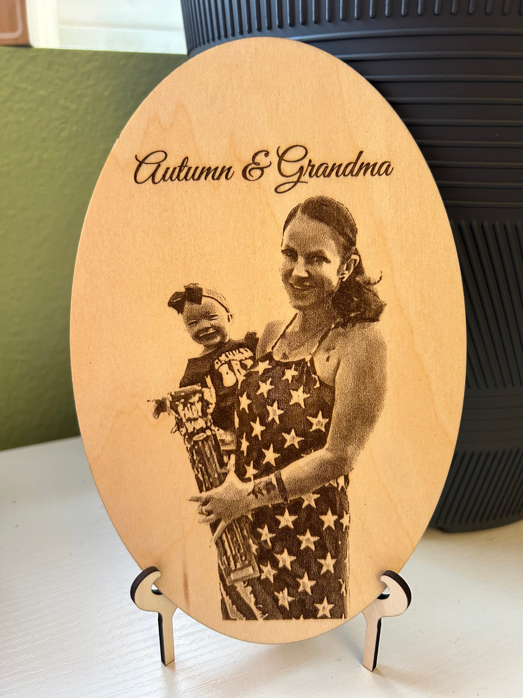 Custom Engraved Basswood Photo With Stand