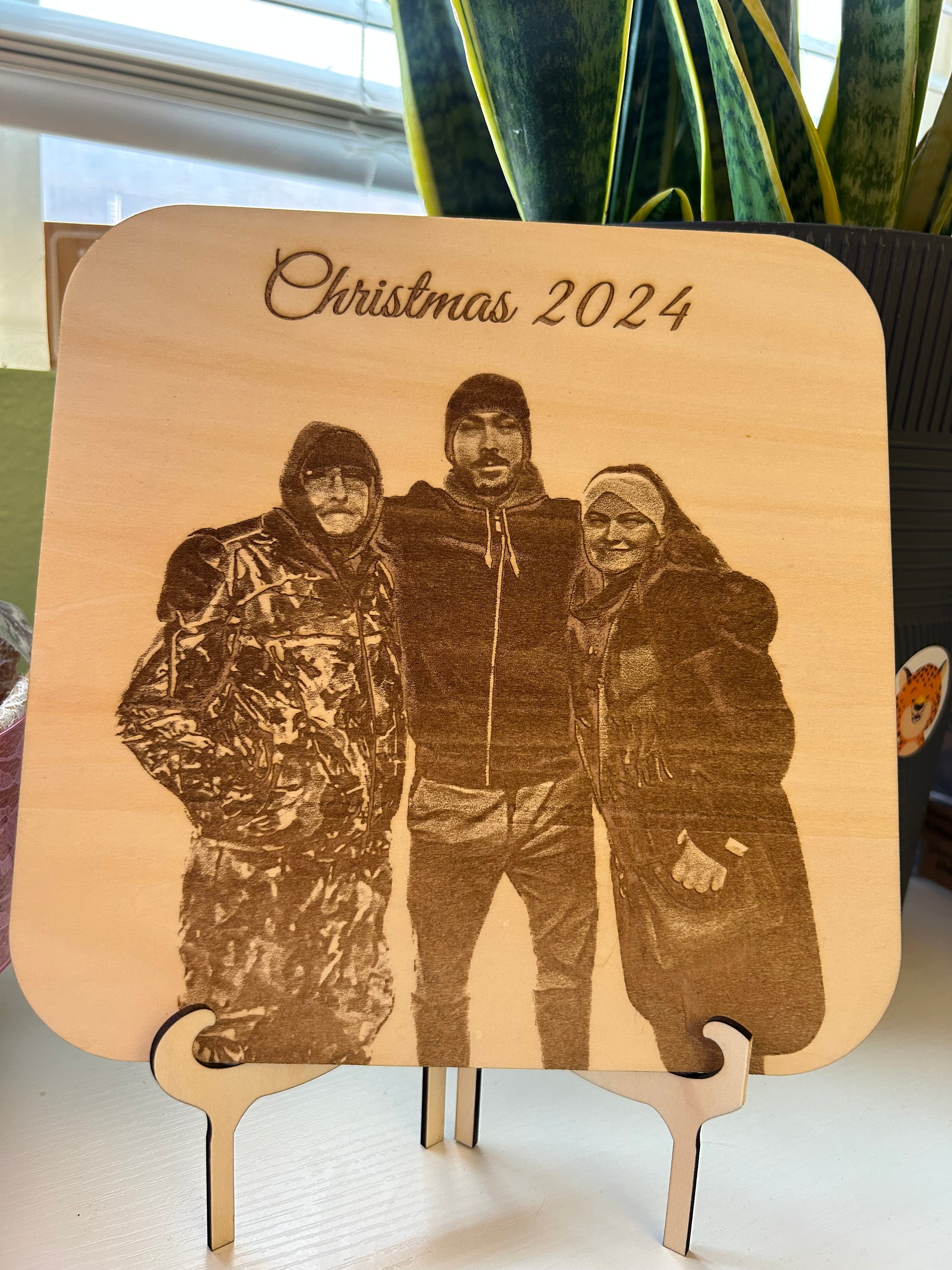 Custom Engraved Basswood Photo With Stand