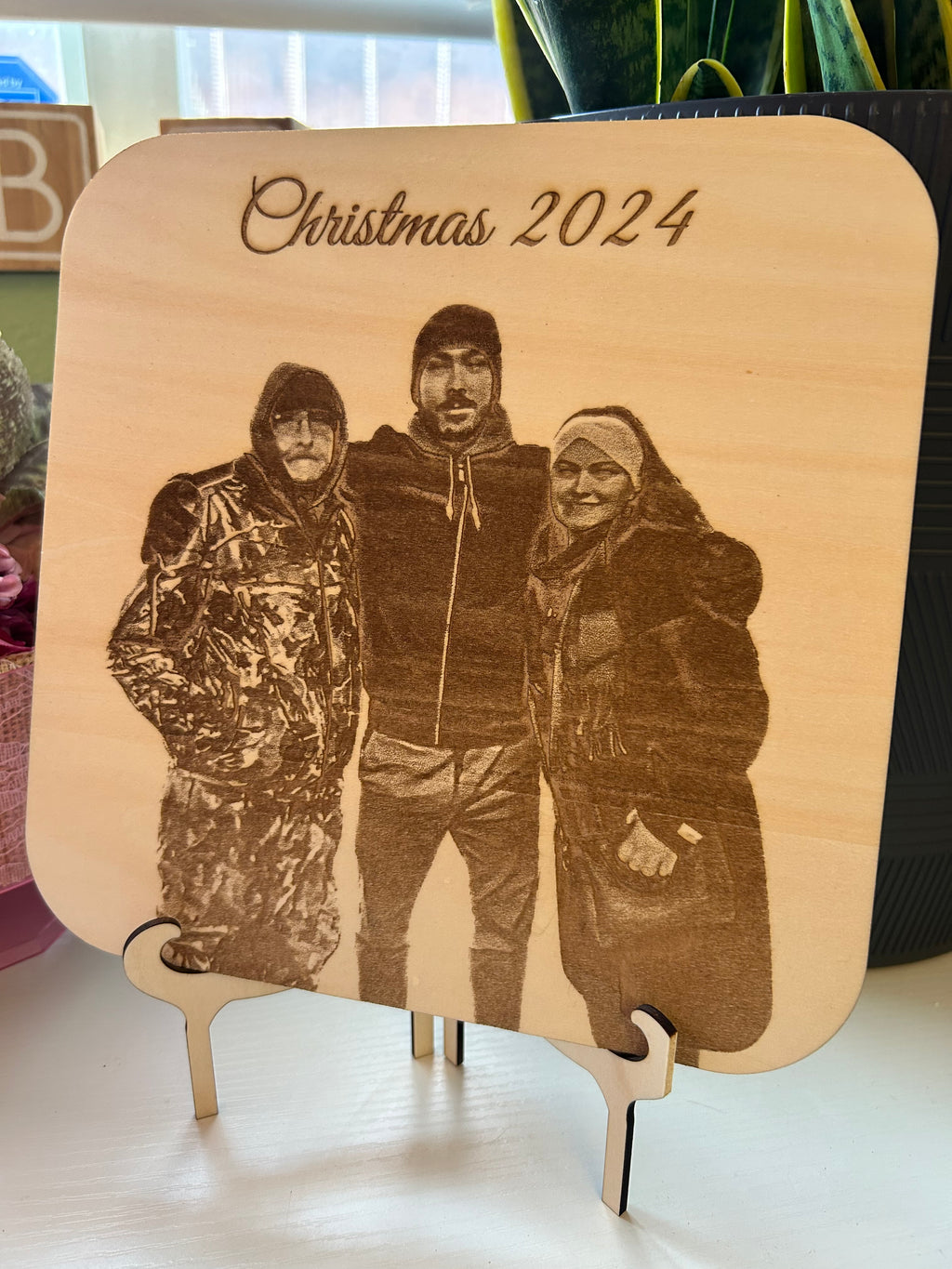 Custom Engraved Basswood Photo With Stand
