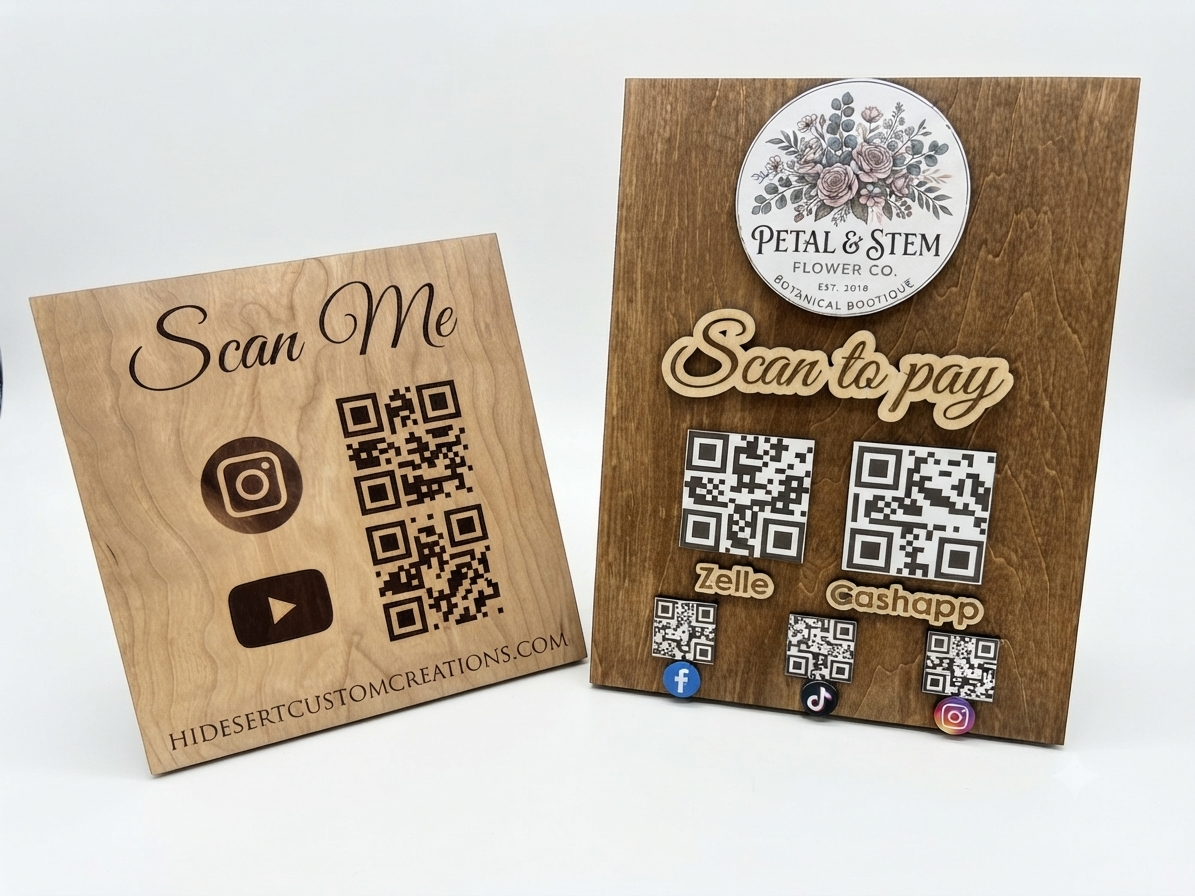 Custom Business QR Code Engraved/Color Signs