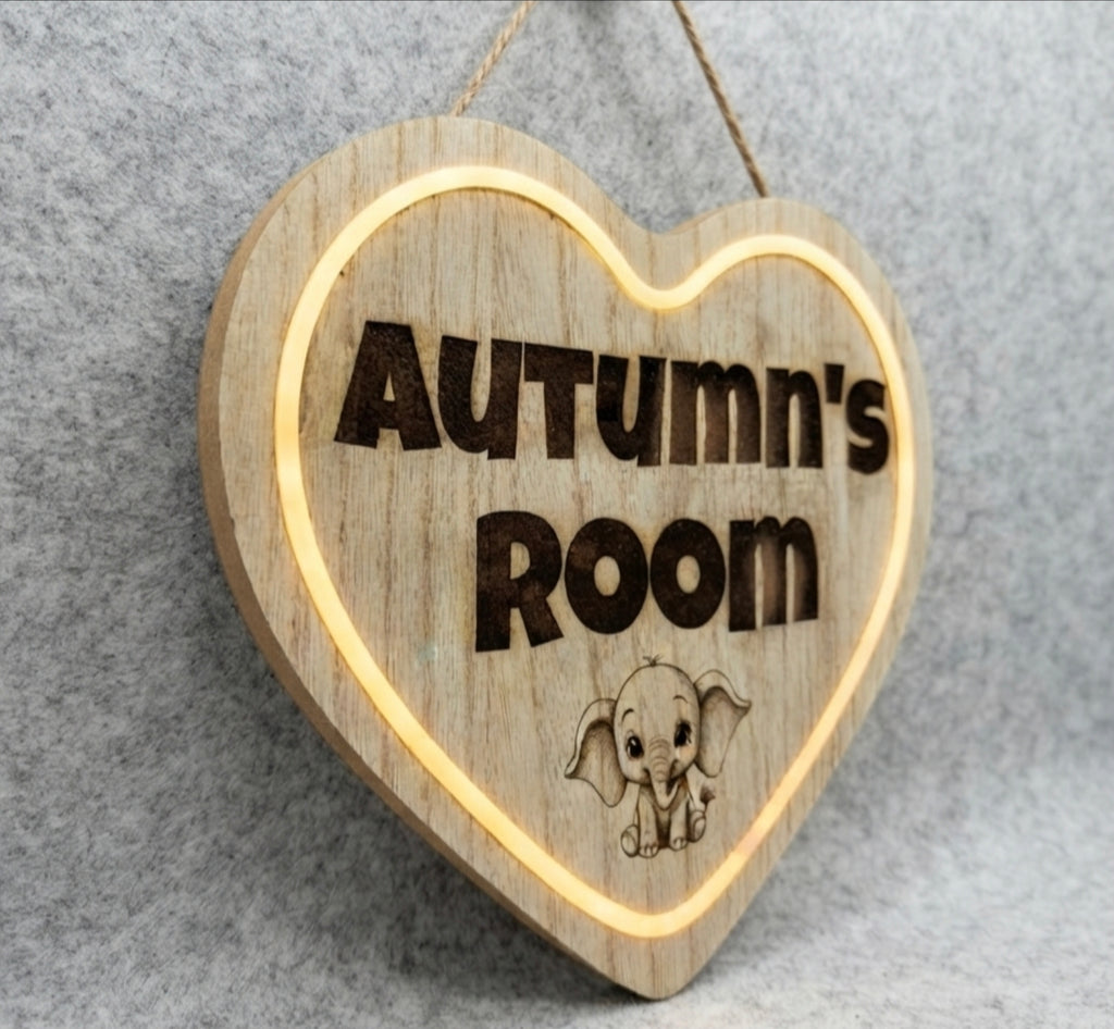 LED Heart Shaped Custom Wood Wall Sign