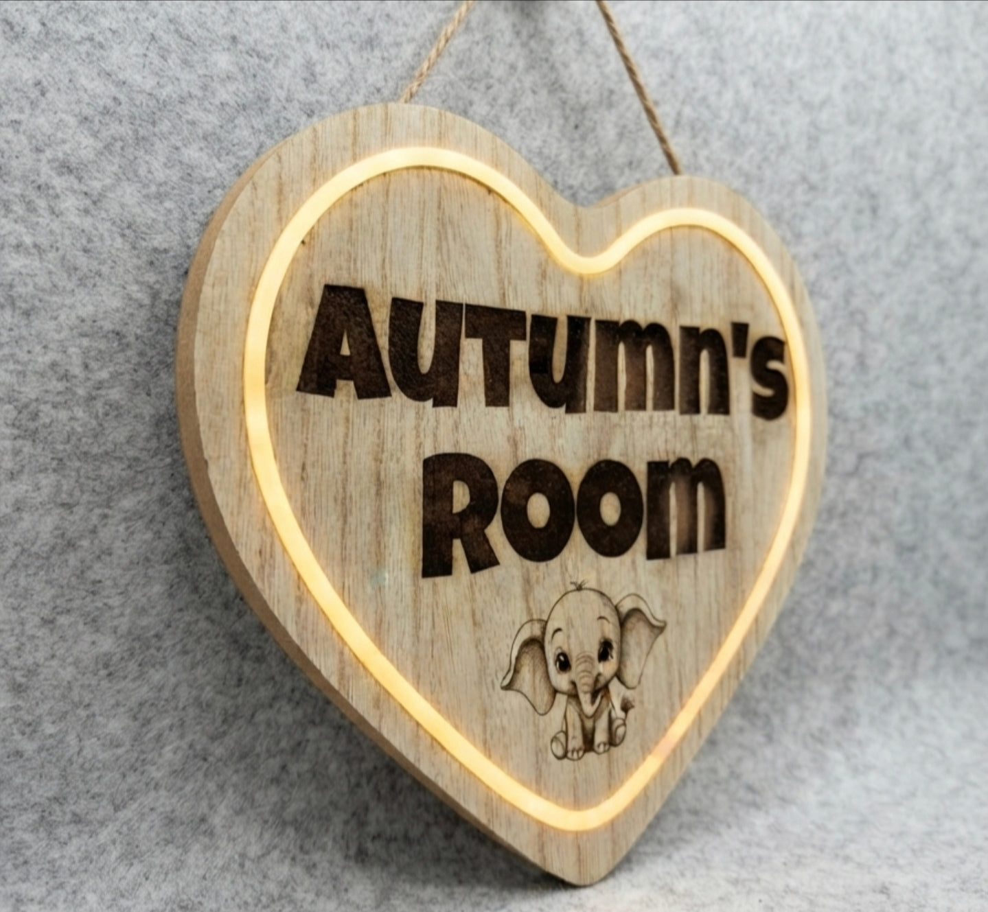 LED Heart Shaped Custom Wood Wall Sign