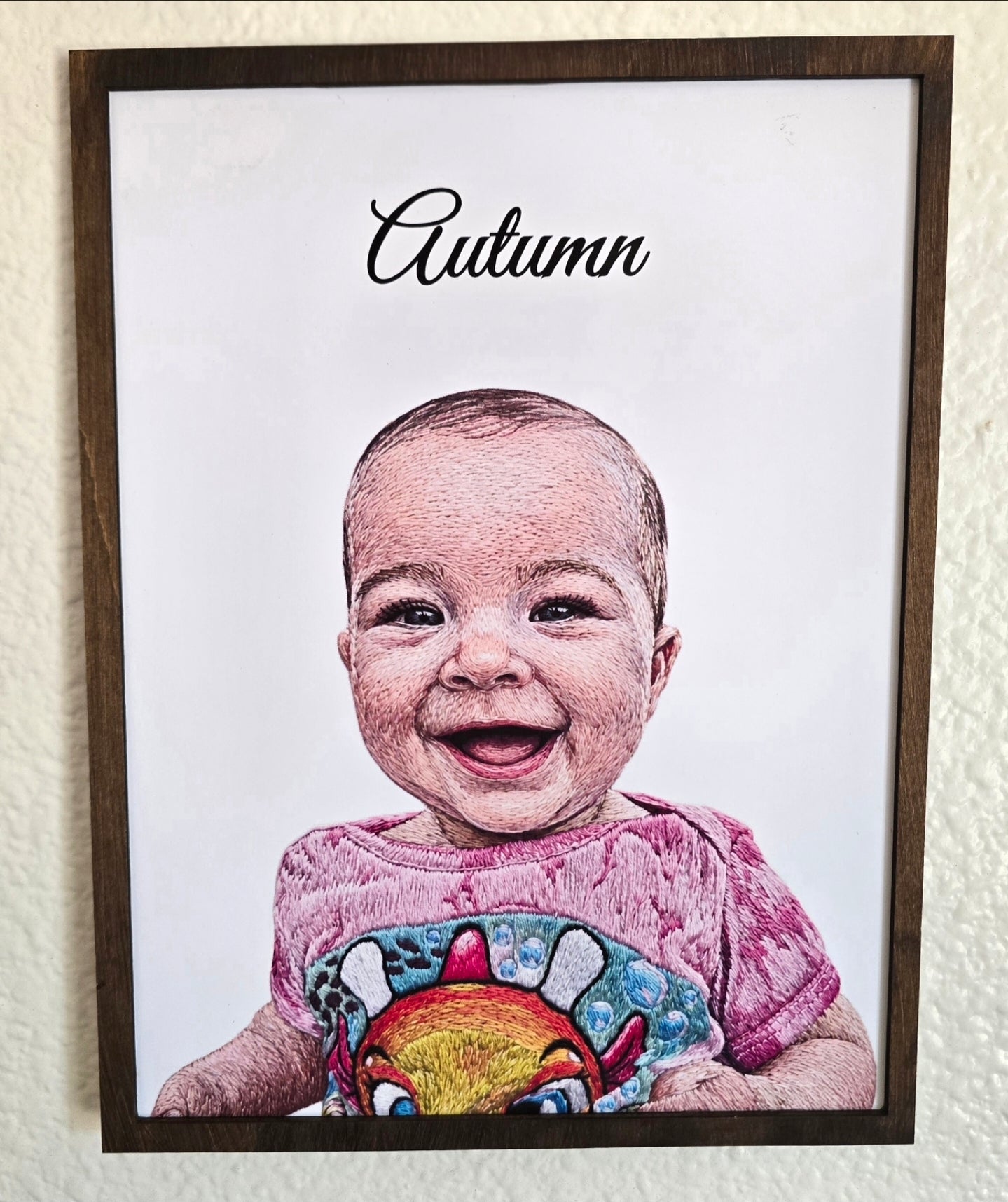 Personalized "Embroidery Style" Photo and Frame (8'x11")