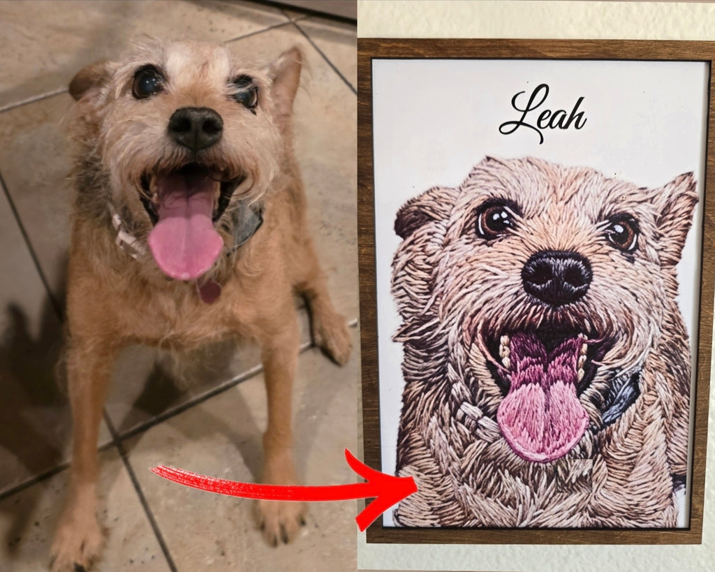 Personalized "Embroidery Style" Photo and Frame (8'x11")
