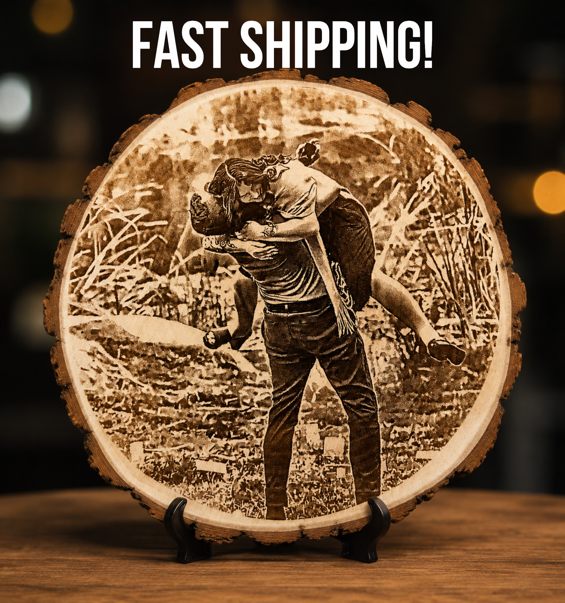 Custom Wood Slice Photo Plaque