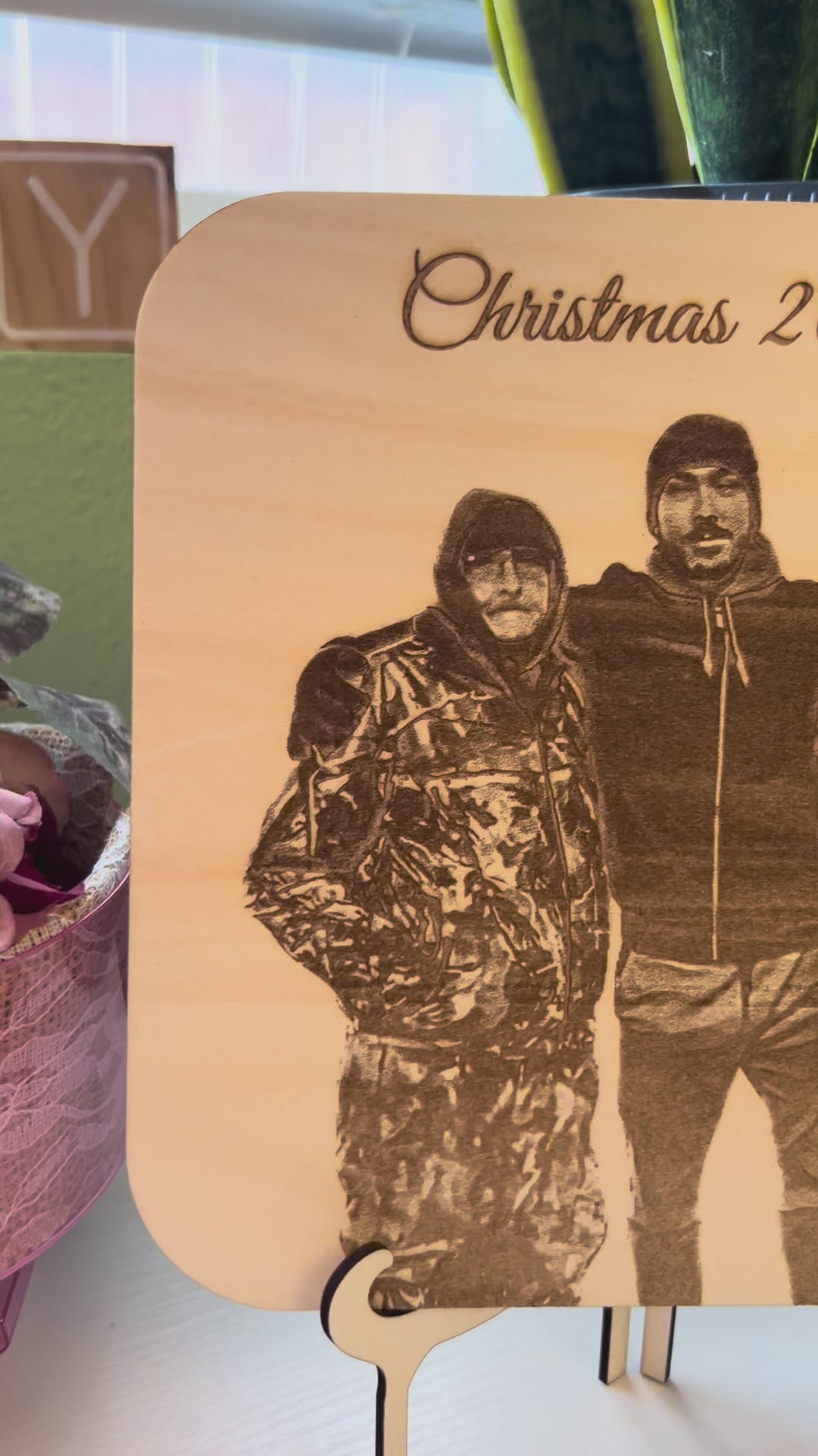Custom Engraved Basswood Photo With Stand