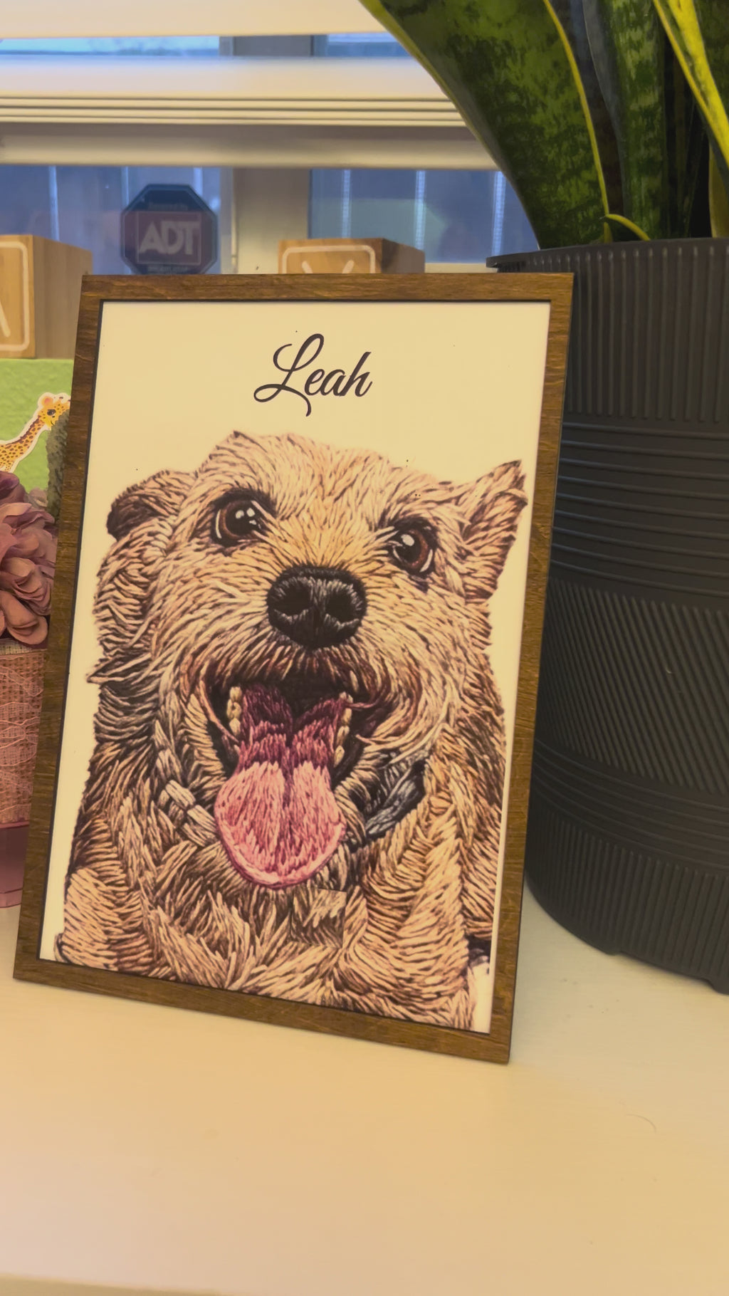 Personalized "Embroidery Style" Photo and Frame (8'x11")