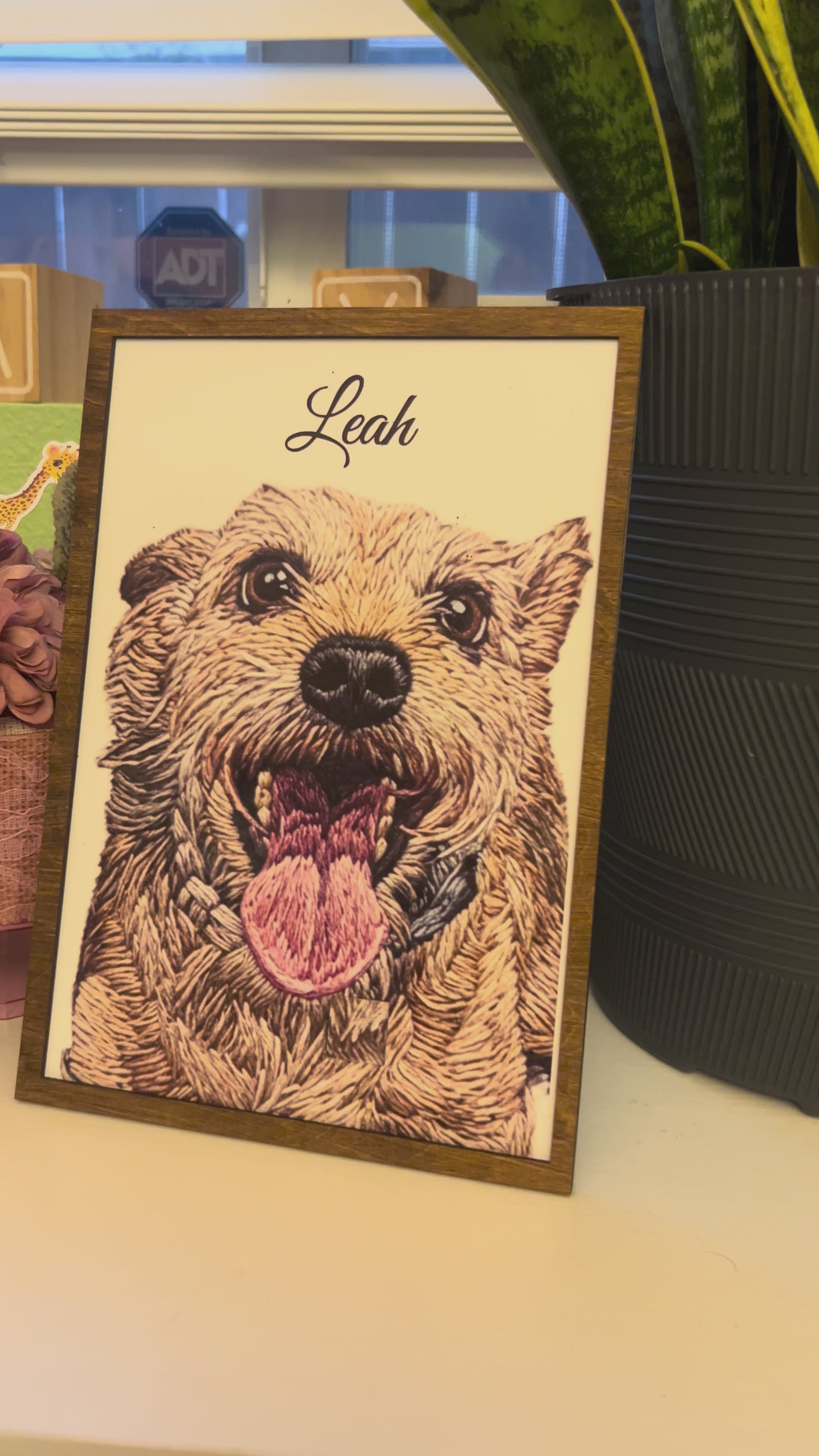 Personalized "Embroidery Style" Photo and Frame (8'x11")