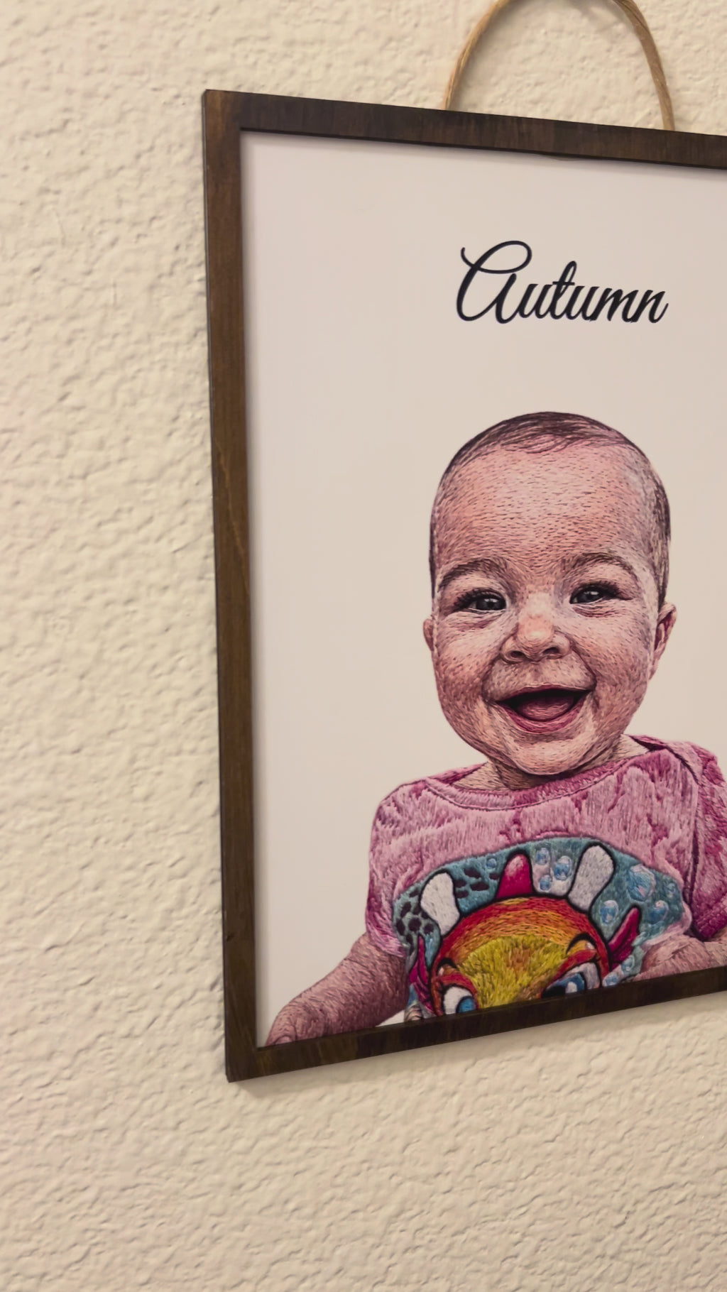 Personalized "Embroidery Style" Photo and Frame (8'x11")